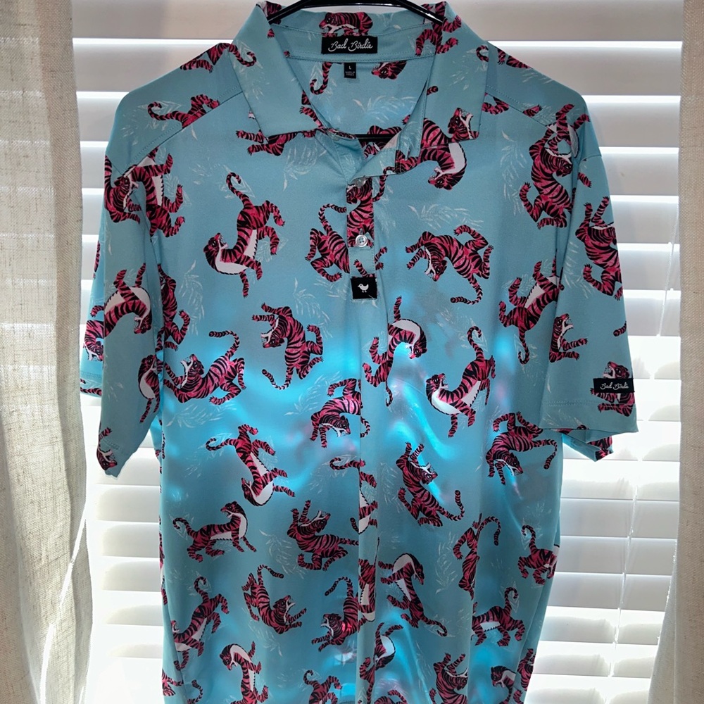 Bad Birdie Golf Polo. (Blue Tiger Watch) Size Large